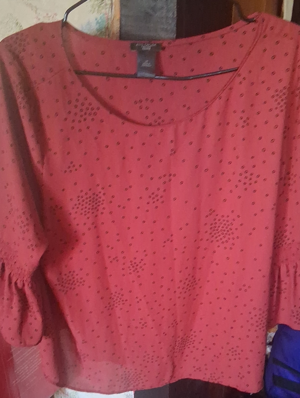 Eyelet Peasant Blouse - Red -Ann Taylor
